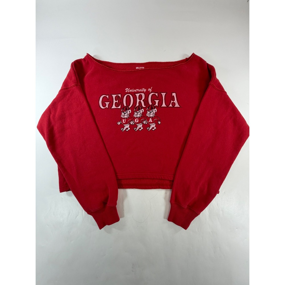 Hollister University of Georgia Bulldogs Red Cropped Sweatshirt Womens XS UGA